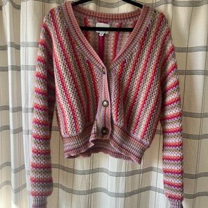 Pink Rose Vibrant Striped Cardigan